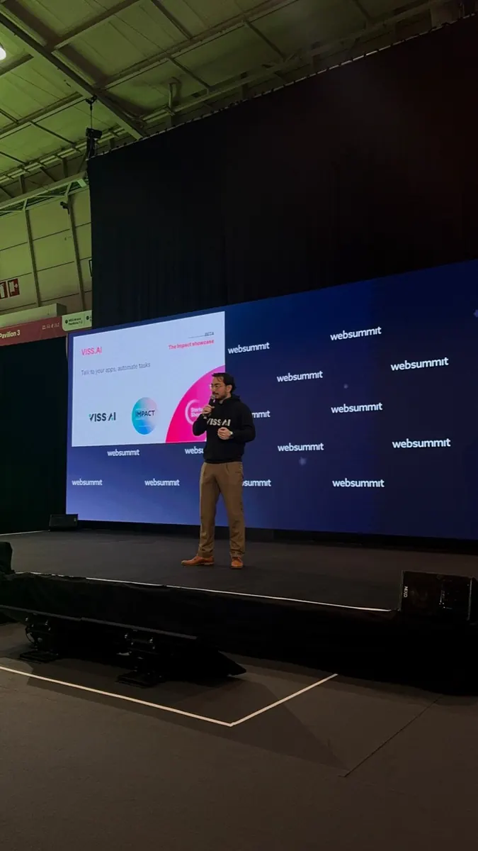 Fredric Lundberg on stage at Web Summit in Lisbon